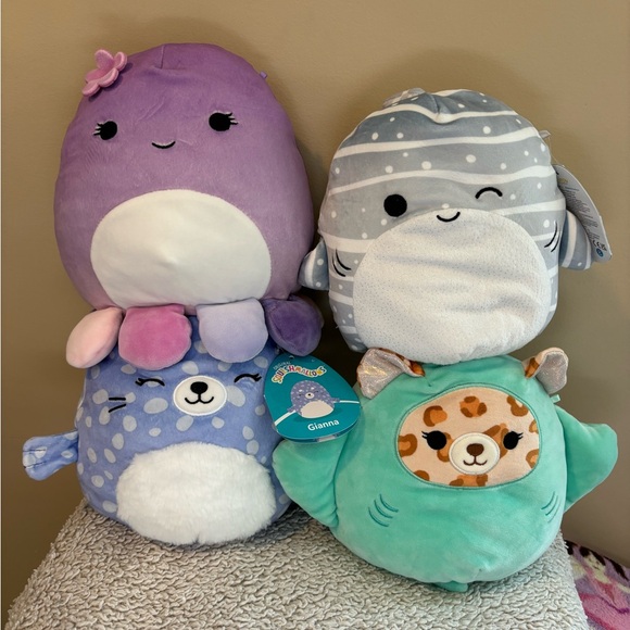 Four sea creature 8” squishmallow kellytoy - Picture 1 of 15